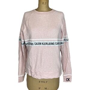 🌷 Calvin Klein Jeans Baby Pink Tape Logo Relaxed Crewneck Size M